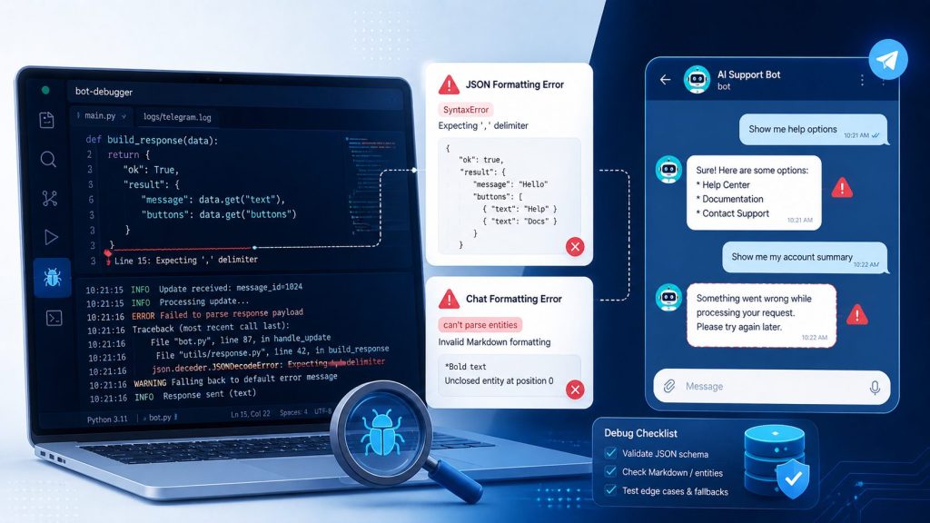 Debugging AI Telegram Bot for JSON Errors and Telegram Message Formatting