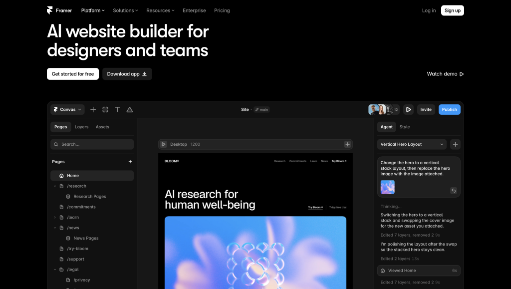 Framer AI - best free ai ecommerce automation tools