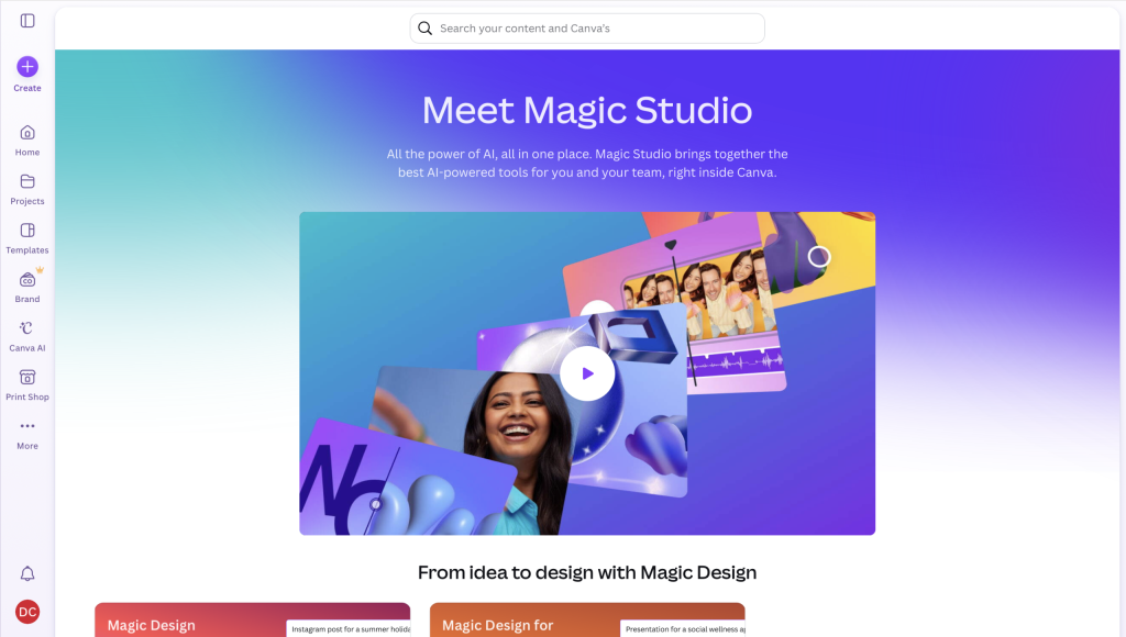 Canva AI (Magic Studio) - best free ai ecommerce automation tools